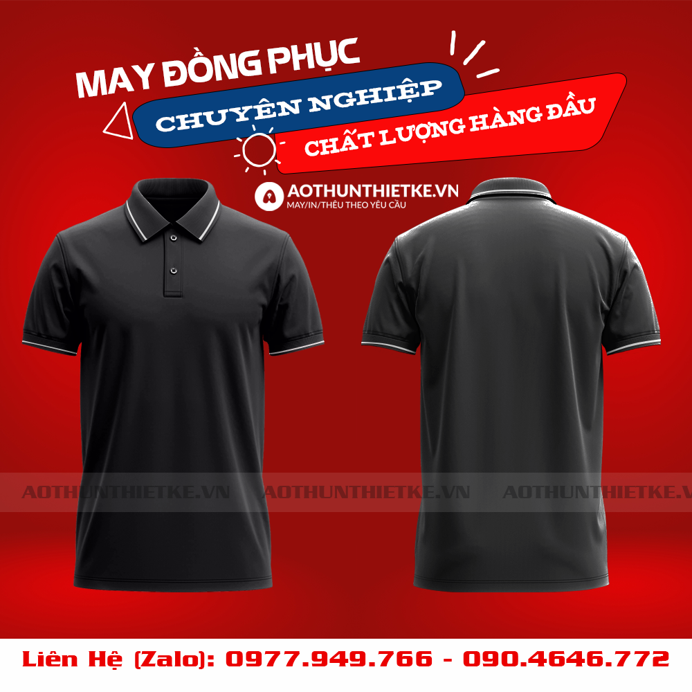 Áo Đồng Phục Polo 1 Sọc Đen Trắng_thumbnail_0