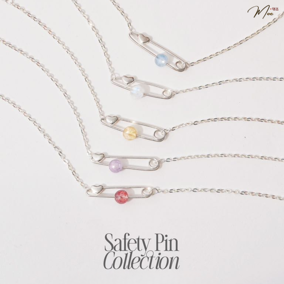 D271 - Dây chuyền safetypin xỏ đá tự nhiên (có nơ/không nơ)