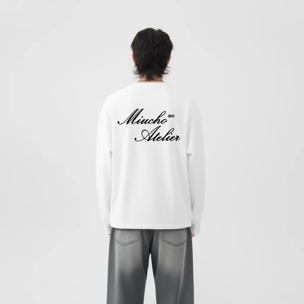 Áo phông nam form boxy tay dài Miucho Club vải cotton co giãn 2 chiều thoáng mát cổ tròn in basic 2677_thumbnail_8