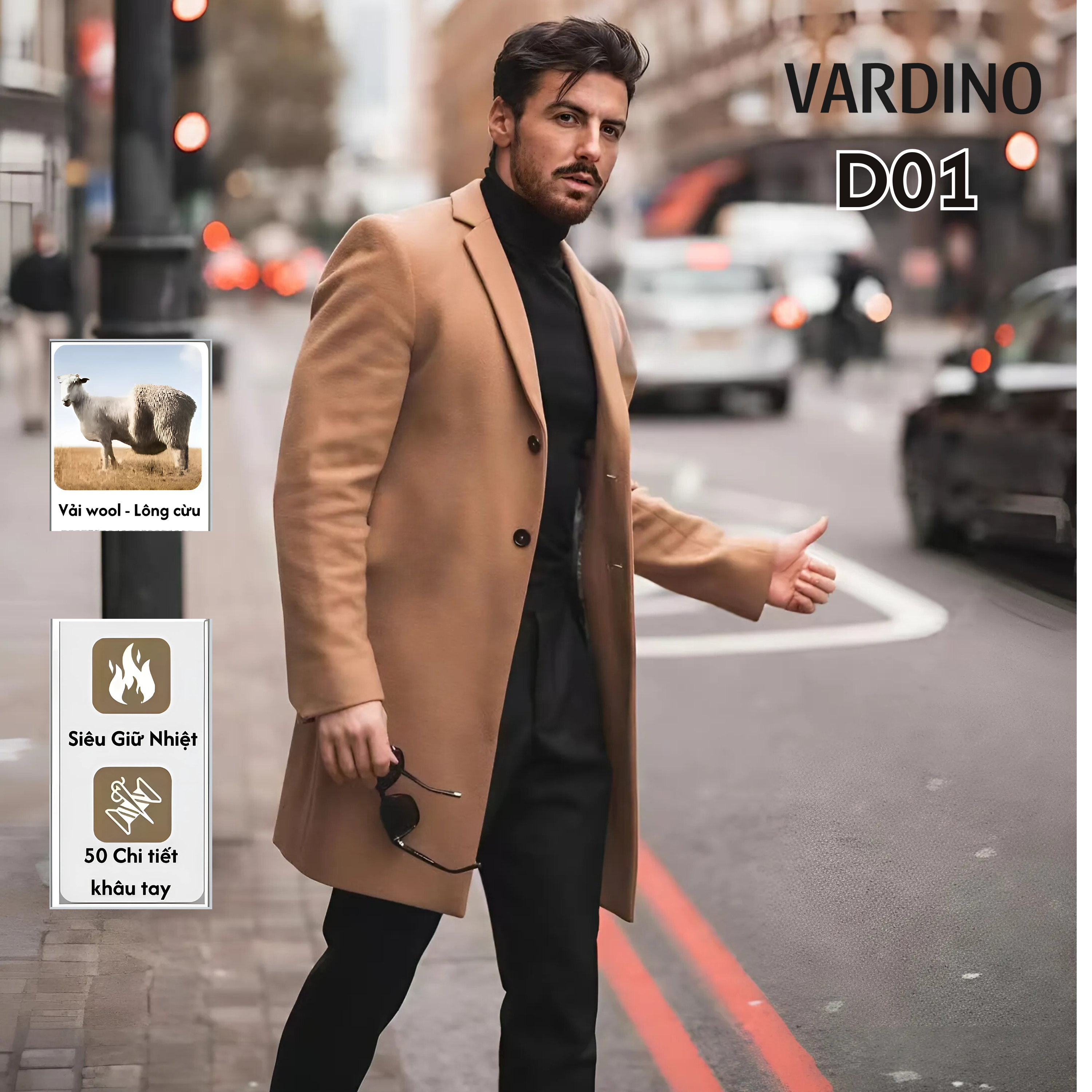 Áo khoác Mangto dáng dài lông cừu 2 lớp D01