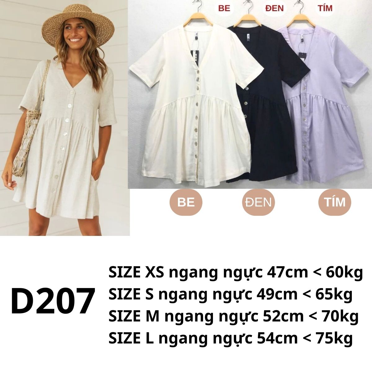 D207 - Đầm linen