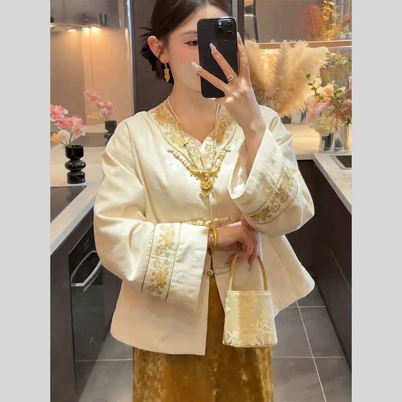 Áo Cổ V Truyền Thống Thanh Nhã Hai Mảnh_thumbnail_2