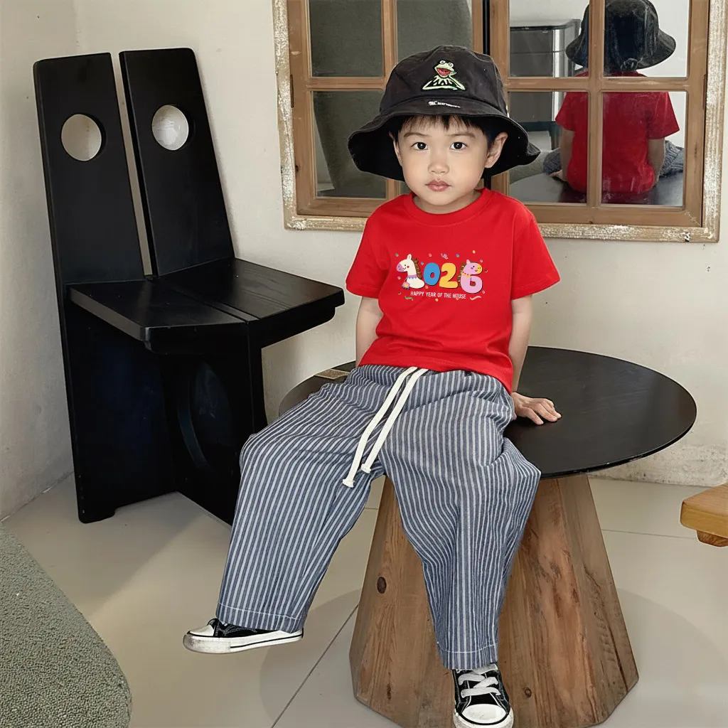 Áo thun bé trai bé gái Tết 2026 Kado vải cotton thoáng mát mềm mại 2953_thumbnail_2