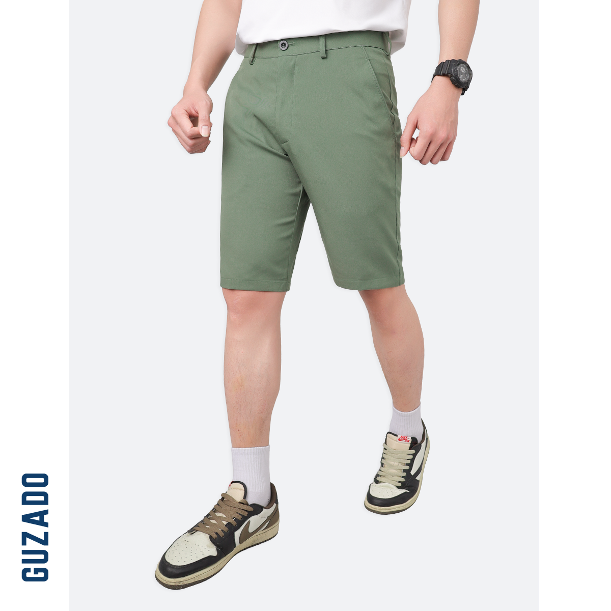 Quần Short Tây Âu Nam GUZADO Kaki Giữ Form Cạp Cúc GSR15_thumbnail_25