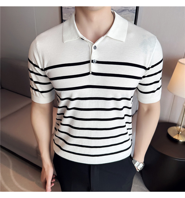 PA32 – Áo polo dệt kim Tencel sọc tương phản cao cấp_thumbnail_3