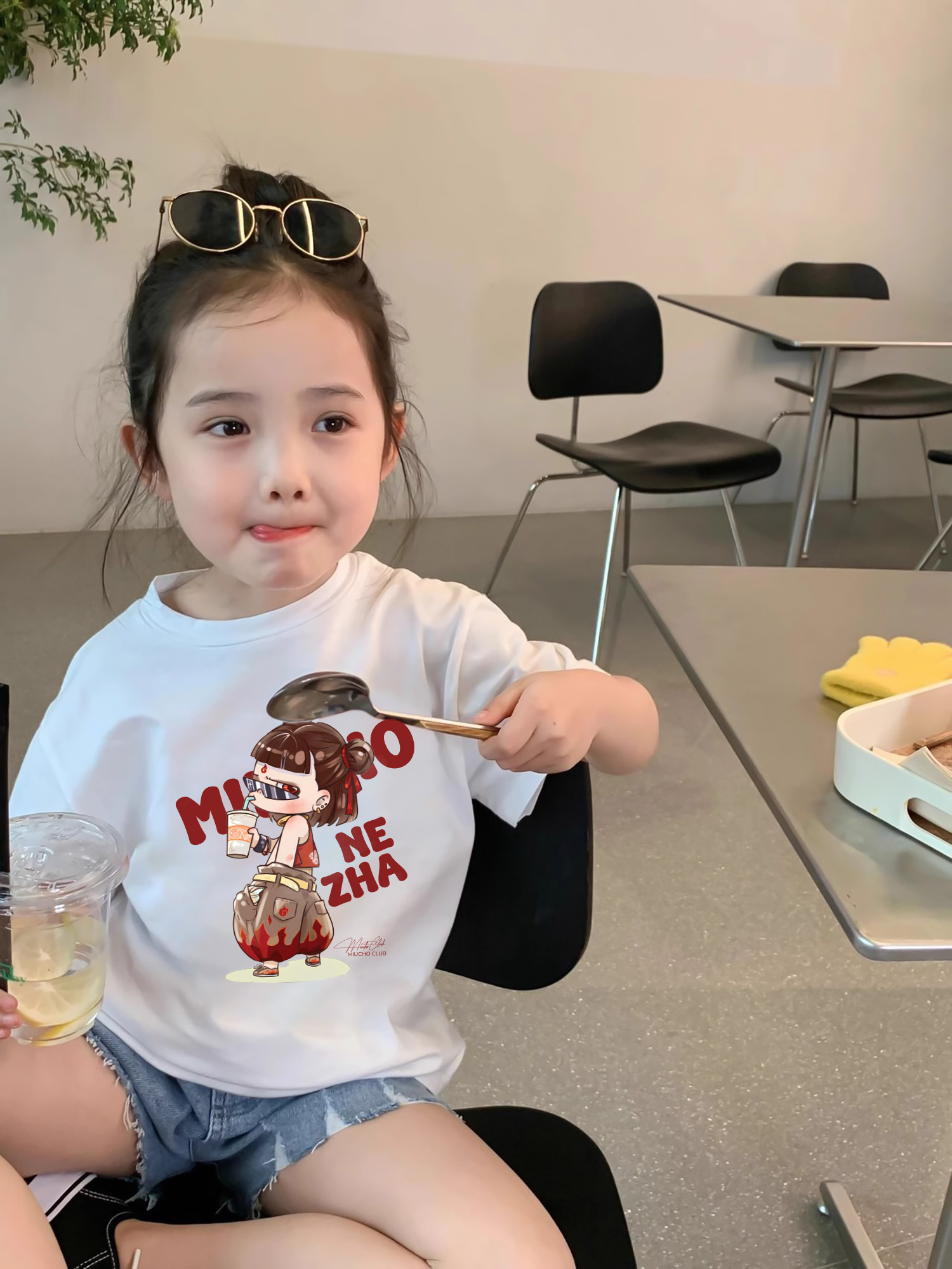 Áo thun bé gái Natra dễ thương 2017 Miucho Kid cổ tròn vải cotton co giãn thoáng mát in mix_thumbnail_6