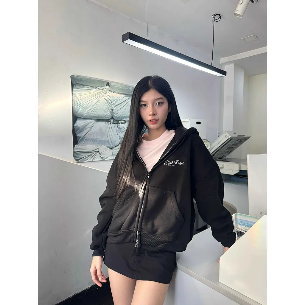 Áo khoác hoodie zip nam nữ Miucho nỉ 2 da dày dặn thoáng mát form boxy hot trend 2838_thumbnail_3