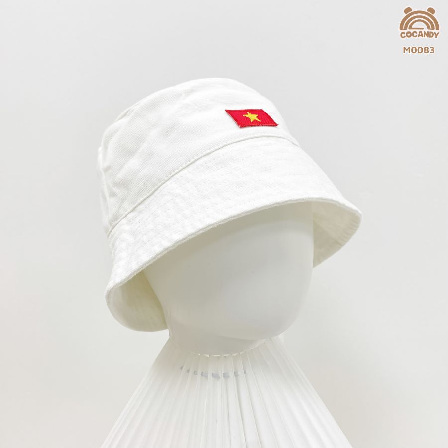Mũ bucket TRẮNG cờ Tổ Quốc
