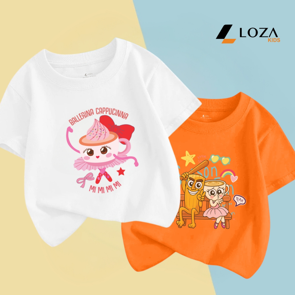 Áo thun cộc tay bé gái hình Tung Tung Tung Sahur, Ballerina Cappuccina - Loza Kids CA010_thumbnail_2