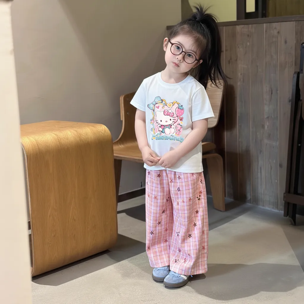 Áo thun bé gái Kado tay ngắn cổ tròn vải cotton thoáng mát dày dặn hình Kitty dễ thương 2871_thumbnail_2