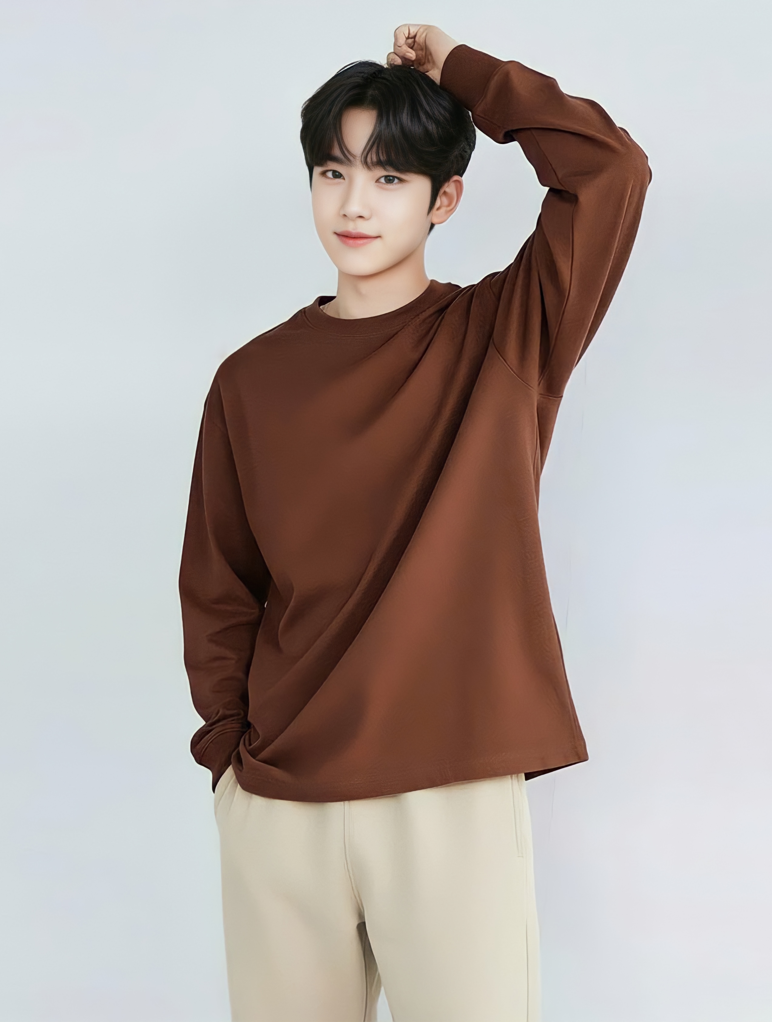 Áo giữ nhiệt bé trai màu nâu socola có lớp lót lông mỏng_thumbnail_1