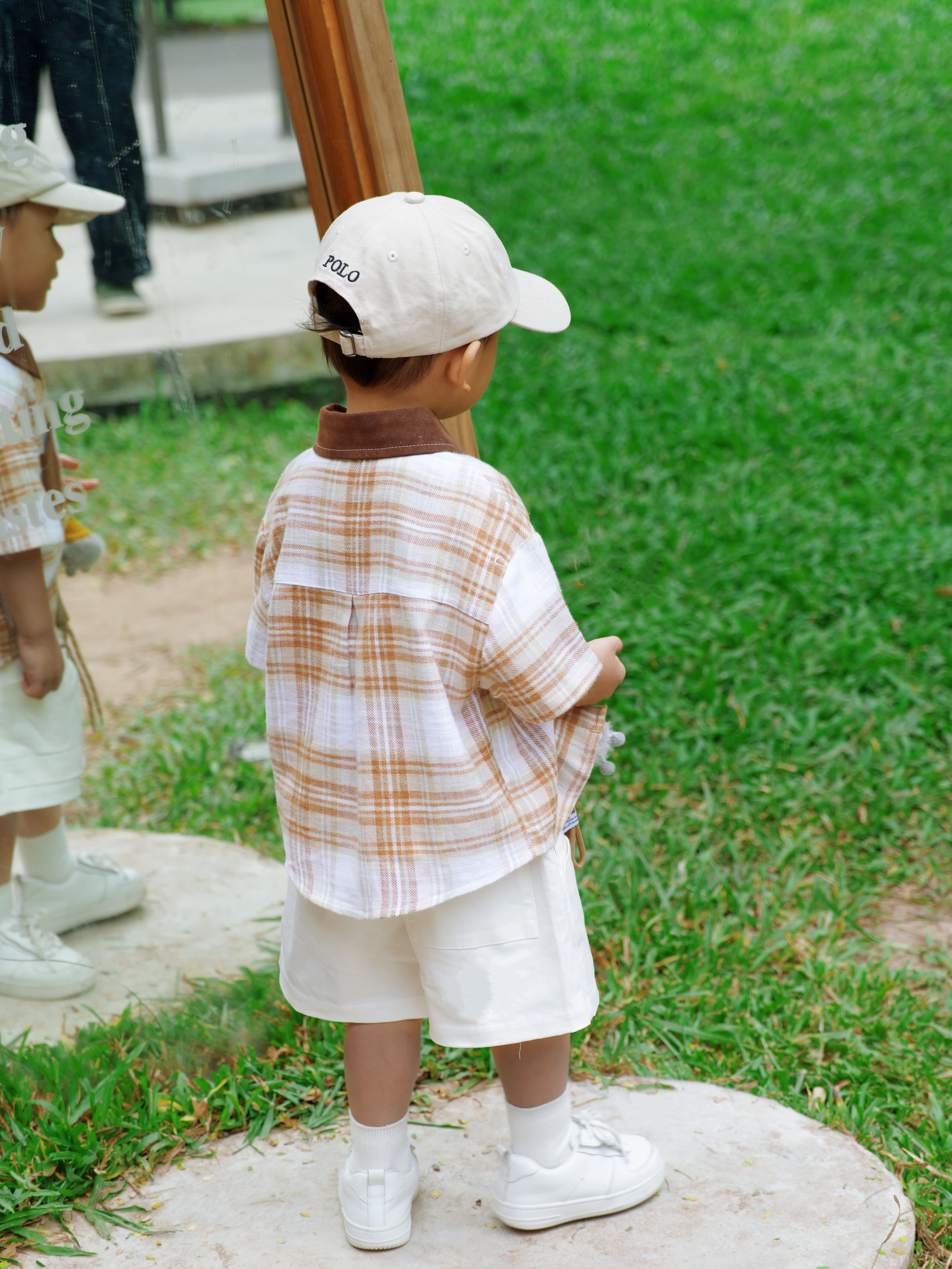 Áo sơ mi cotton phối cổ da lộn cho bé trai_thumbnail_2