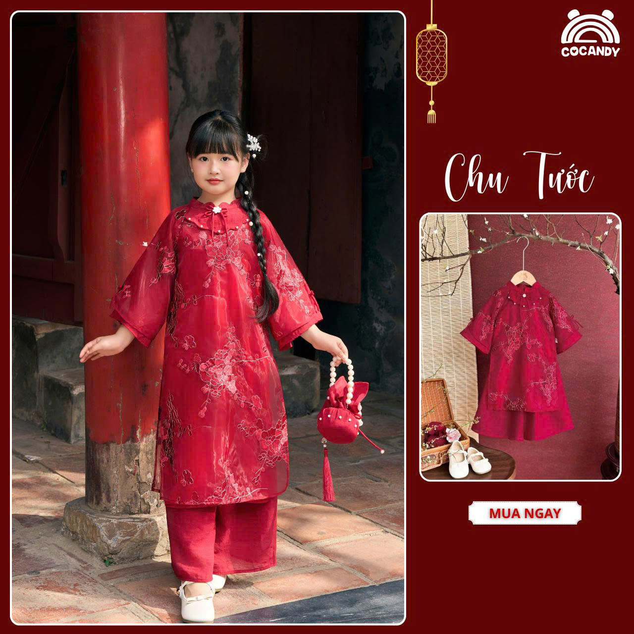 Bộ áo dài ĐỎ Chu Tước