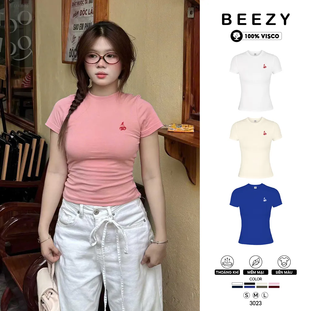 Áo baby tee nữ ôm body Beezy vải visco thoáng mát mềm mại basic dễ phối đồ 3023
