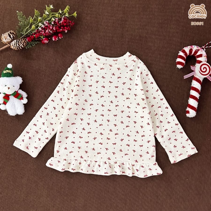 Áo giữ nhiệt dài tay BE họa tiết nơ ĐỎ_thumbnail_2