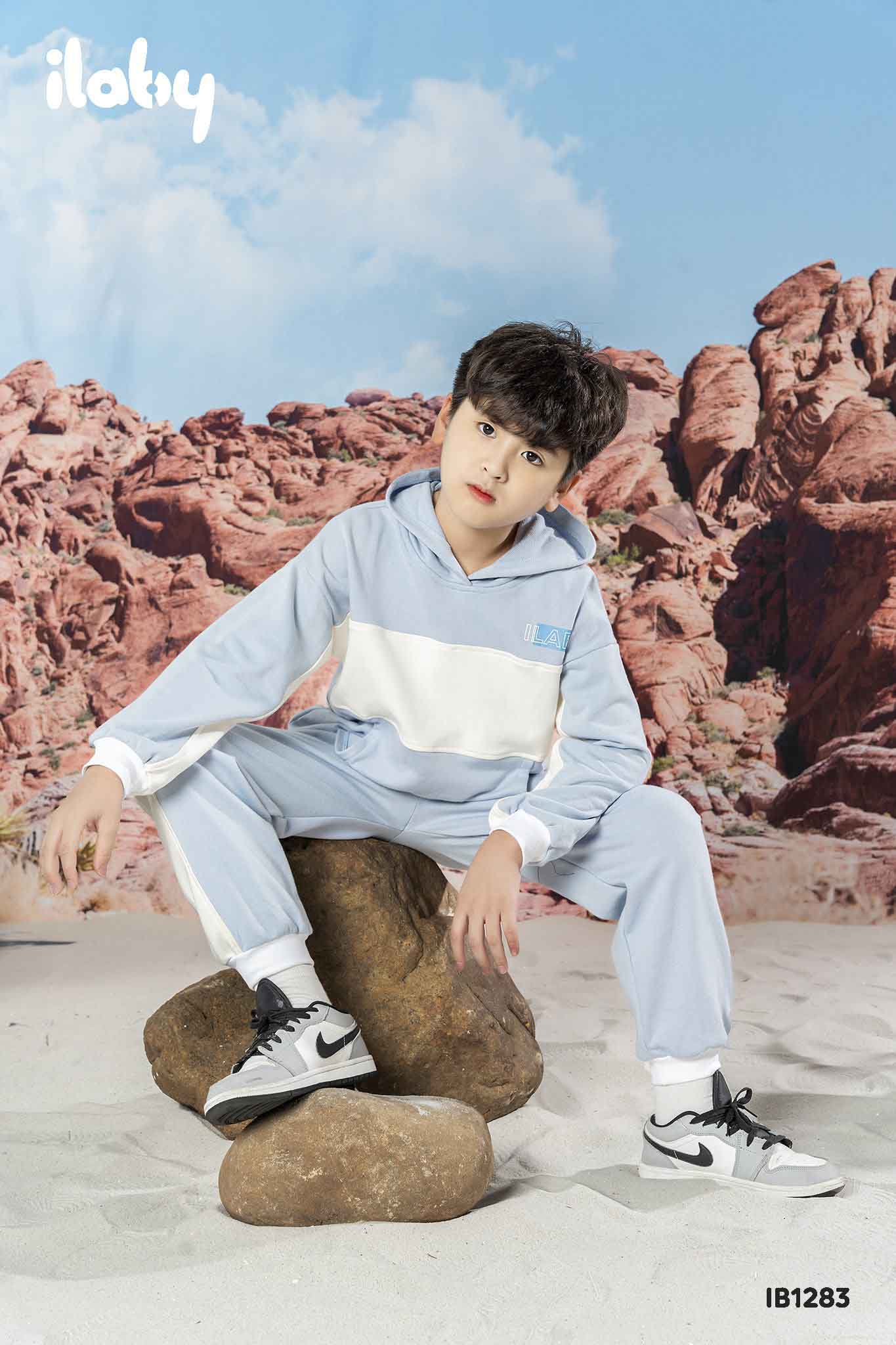 [ Outfit thu đông ]Bộ nỉ bé trai phối màu in ILABY_thumbnail_1