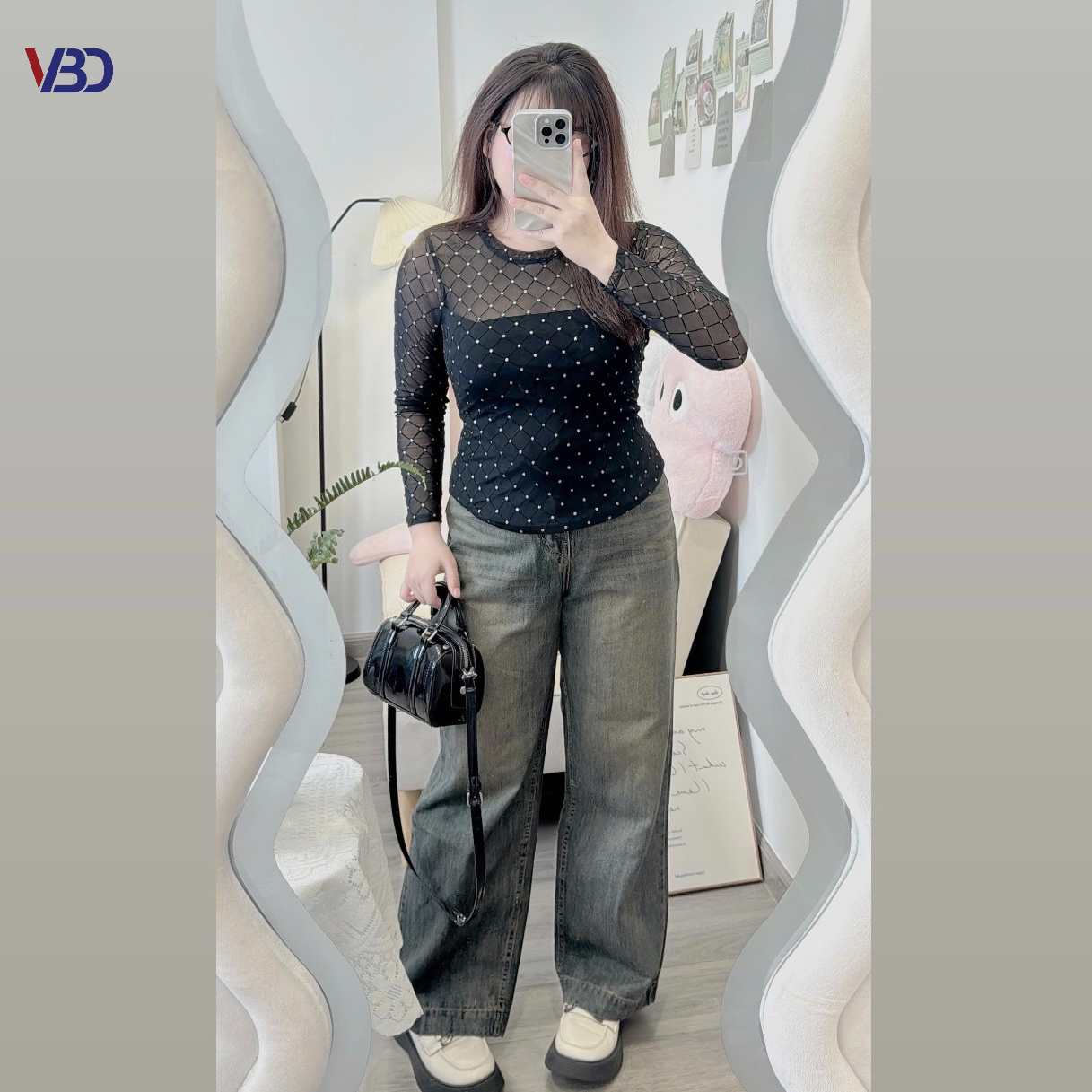 Áo lưới kim tuyến tay dài bigsize AT5016 dành cho nàng béo mập từ 55-90kg_thumbnail_3