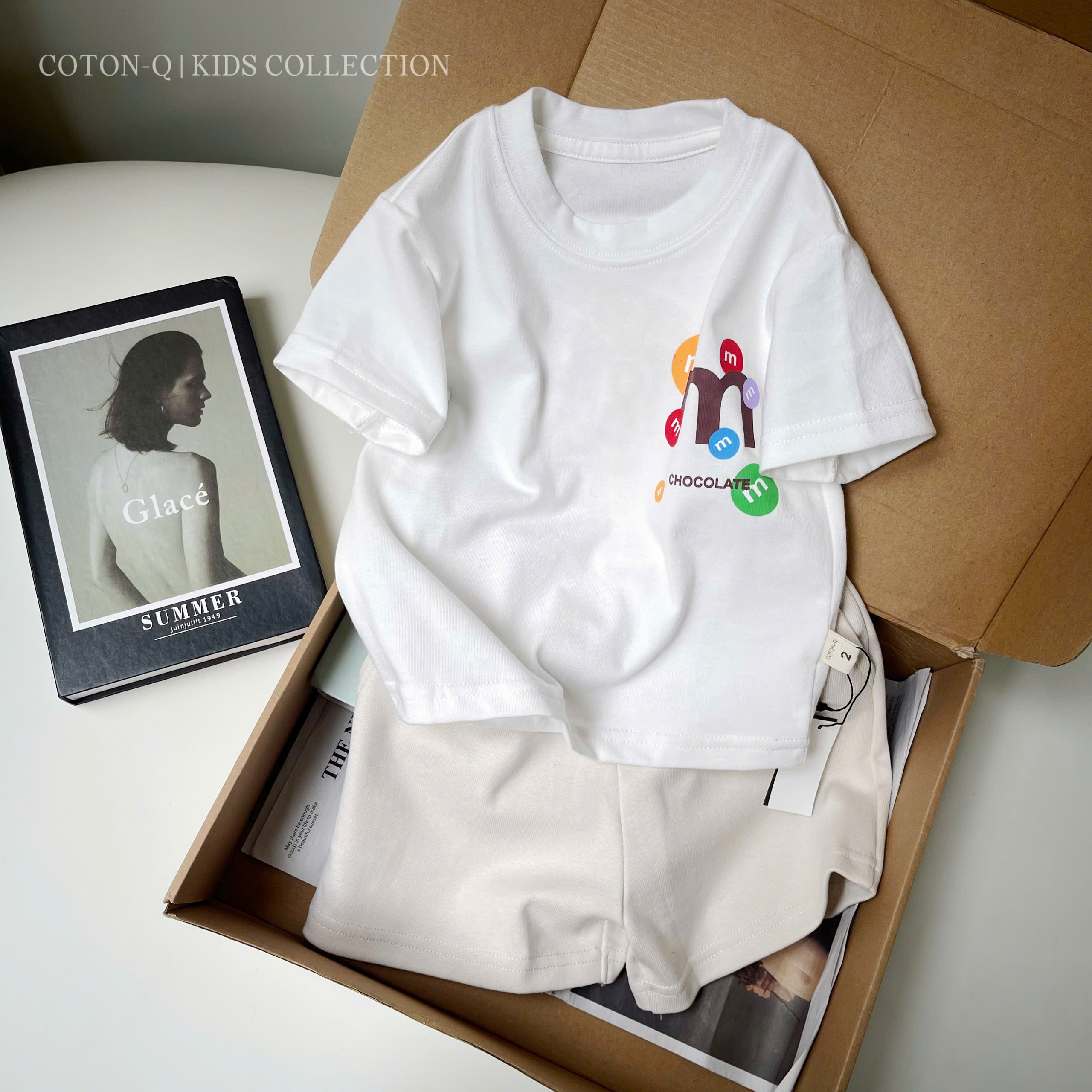 HE1 Set áo thun + quần đùi bé