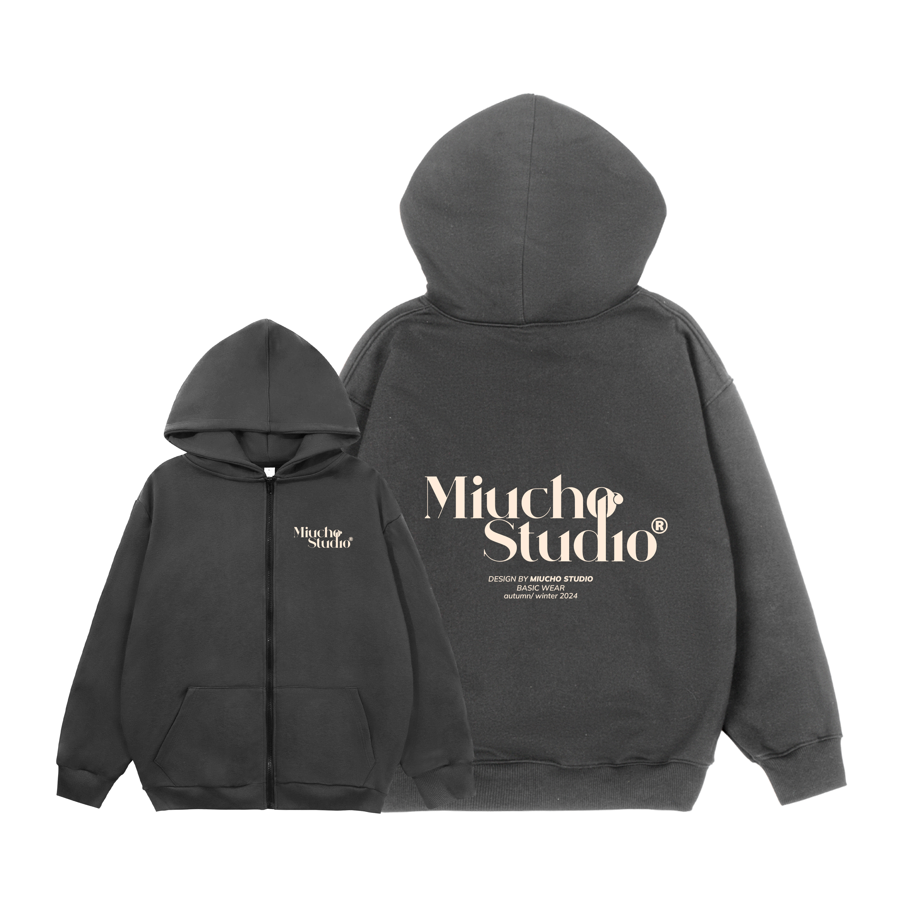 Áo hoodie zip local brand HZD1579 Miucho vải nỉ chân cua dày dặn mủ rộng in typography_thumbnail_12