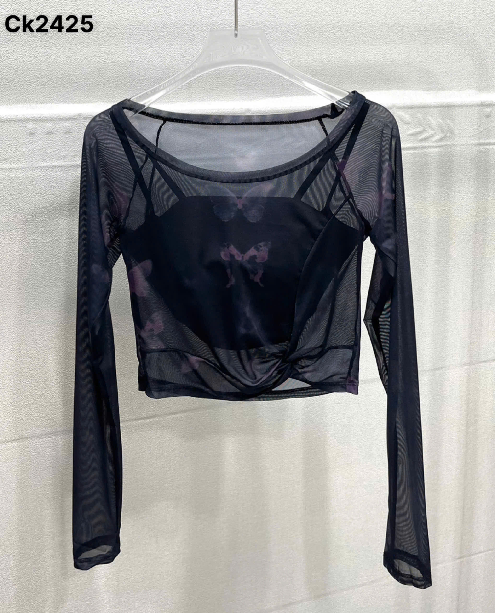 Áo Tanktop Thể Thao Tay Dài Sẵn Áo Bra Form Vừa