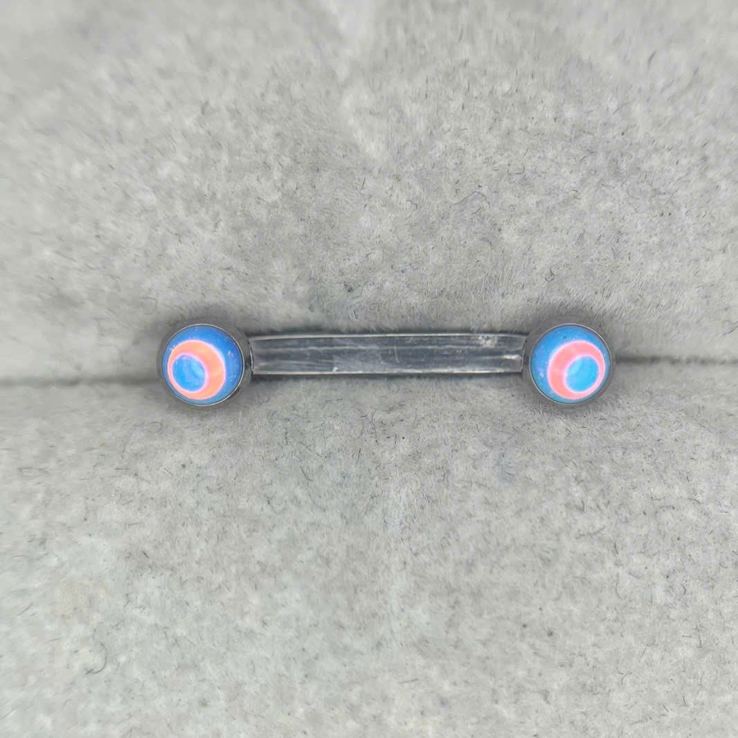 khuyên surface titan hai đầu đá dẹt tím hologram dài 14mm_thumbnail_3