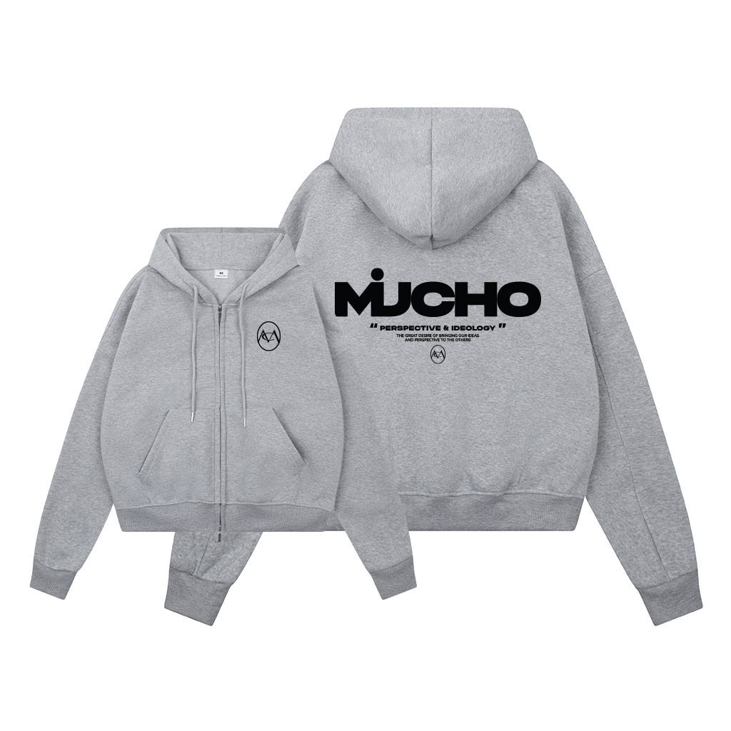 Áo hoodie zip form boxy local brand vải nỉ bông dày dặn khóa kéo HXD1593 Miucho in typography_thumbnail_4