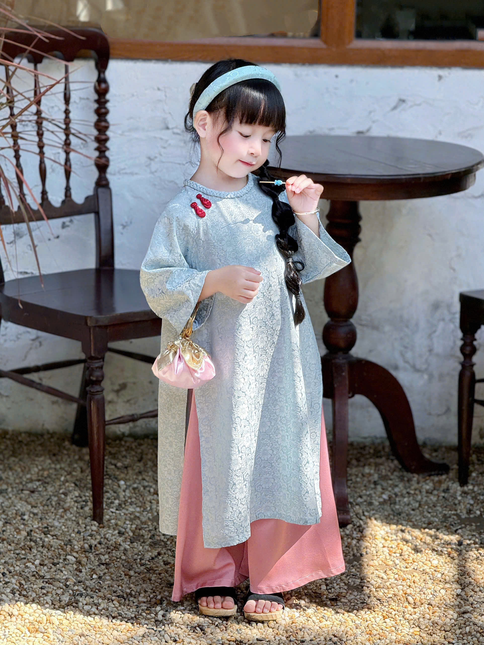 Set áo dài xanh bé gái_thumbnail_8