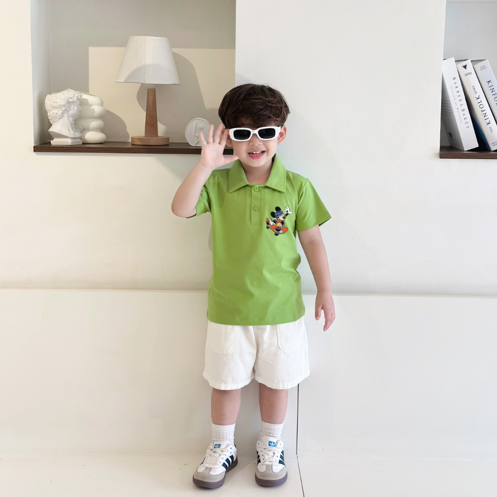 Áo polo bé trai nhiều màu hình Mickey chất thun cotton 4 chiều - Áo phông trẻ em cổ bẻ LOZA G0424_thumbnail_12
