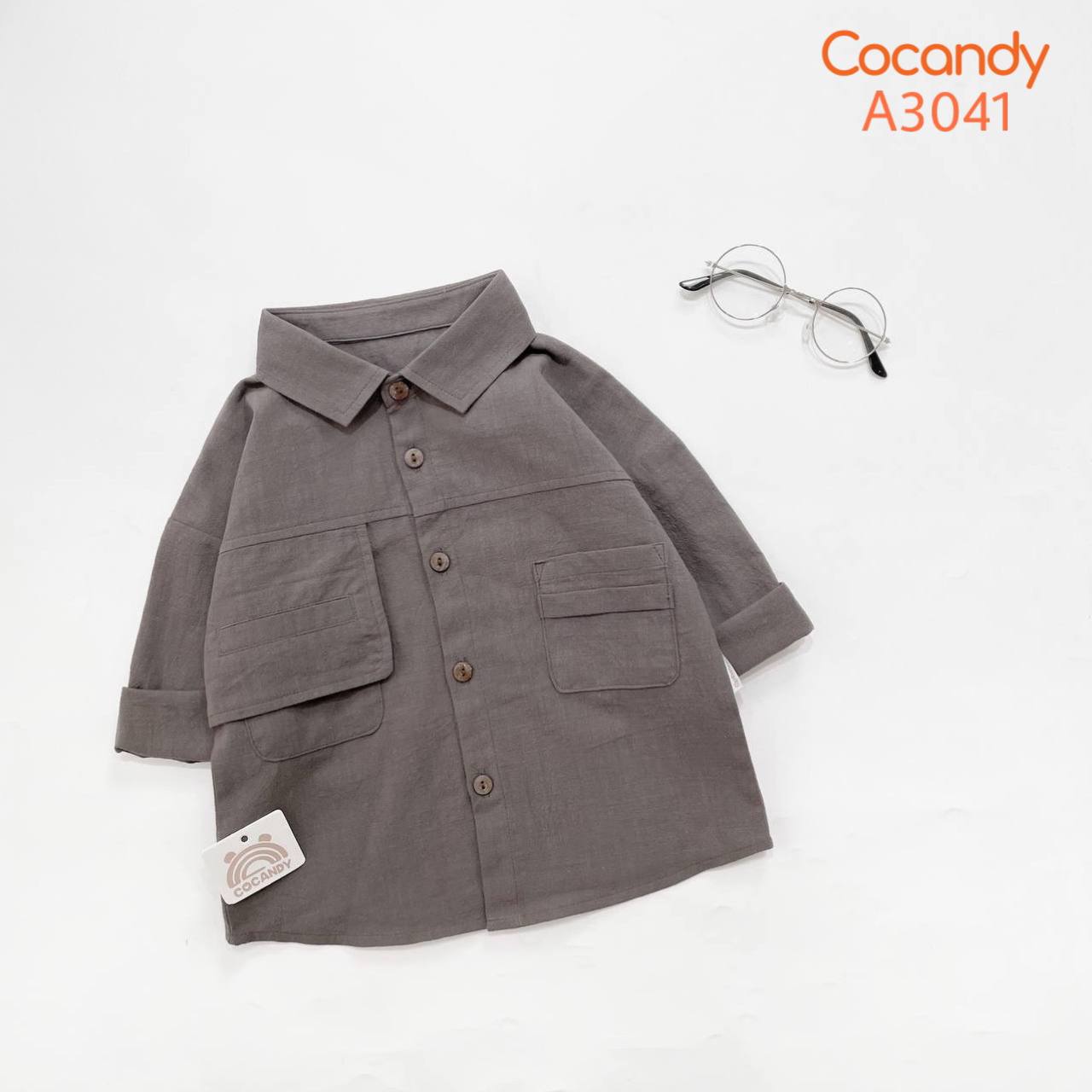 Áo dài sơ mi GHI ĐẬM 2 túi ngực_thumbnail_0