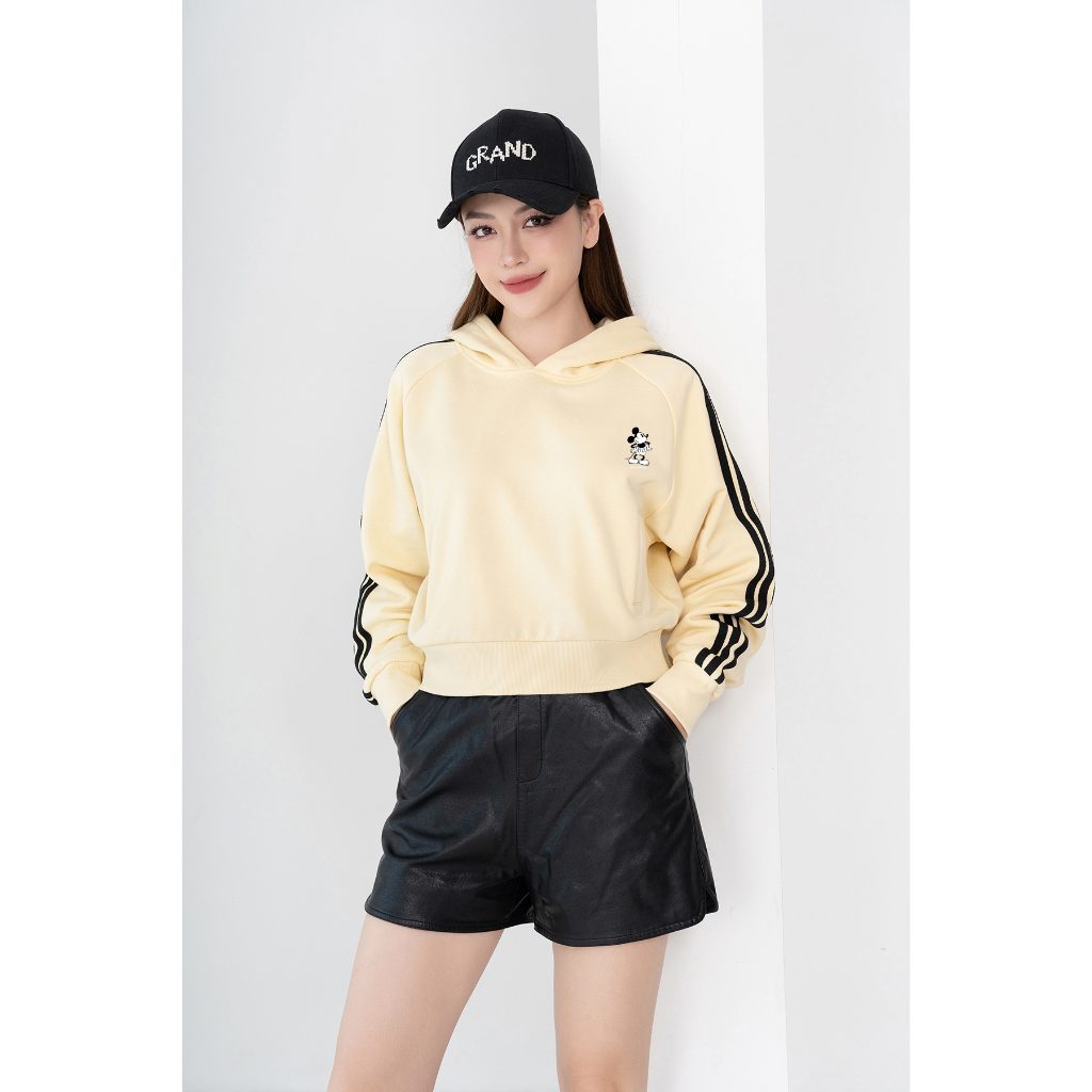 Áo Hoodie nữ dáng ngắn bo gấu in hình Mickey - Áo nỉ nữ form vừa Local Brand LOZA - NP6594_thumbnail_2