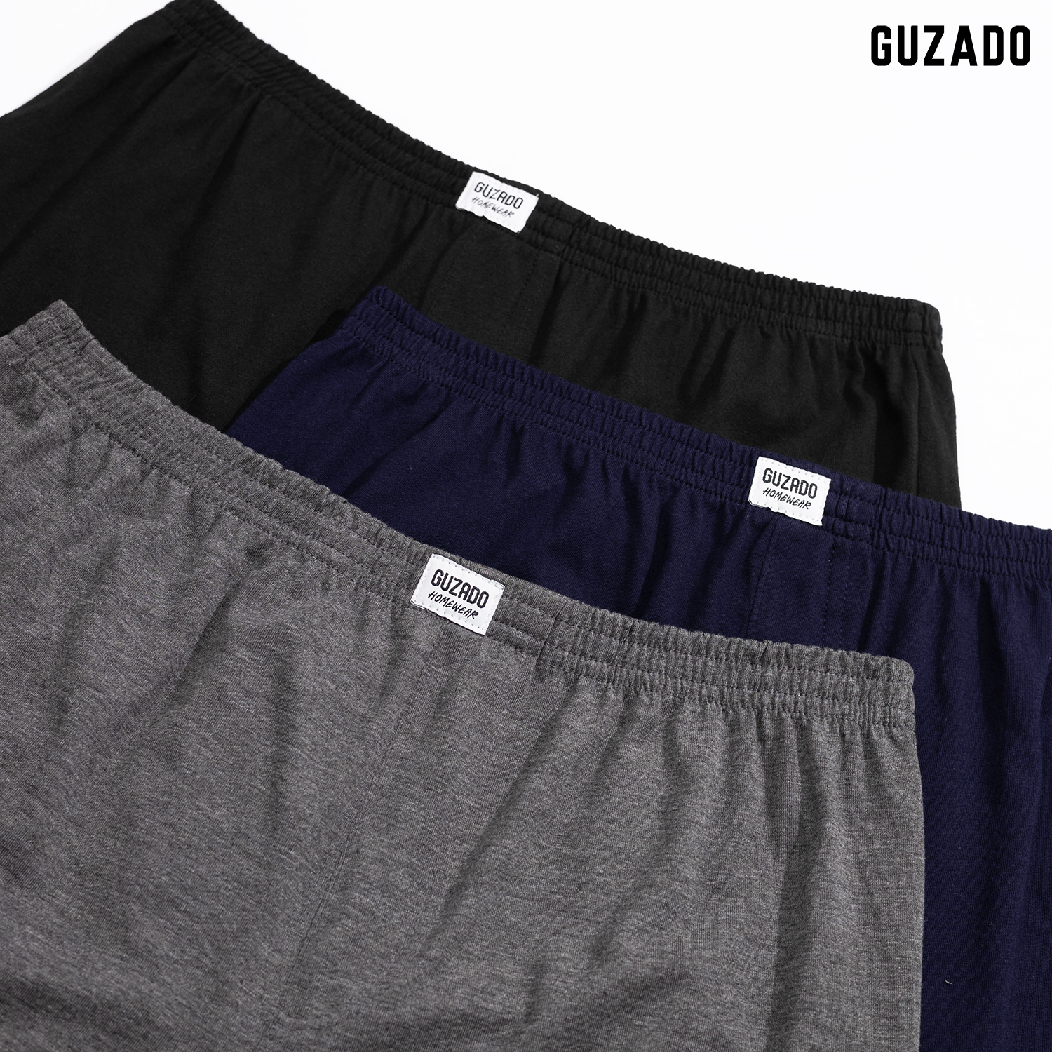 Combo 2 Quần Đùi Ngủ Guzado Vải Cotton Thiết Kế Basic Form Regular Fit Thoải Mái Mặc Nhà CB2GDN01