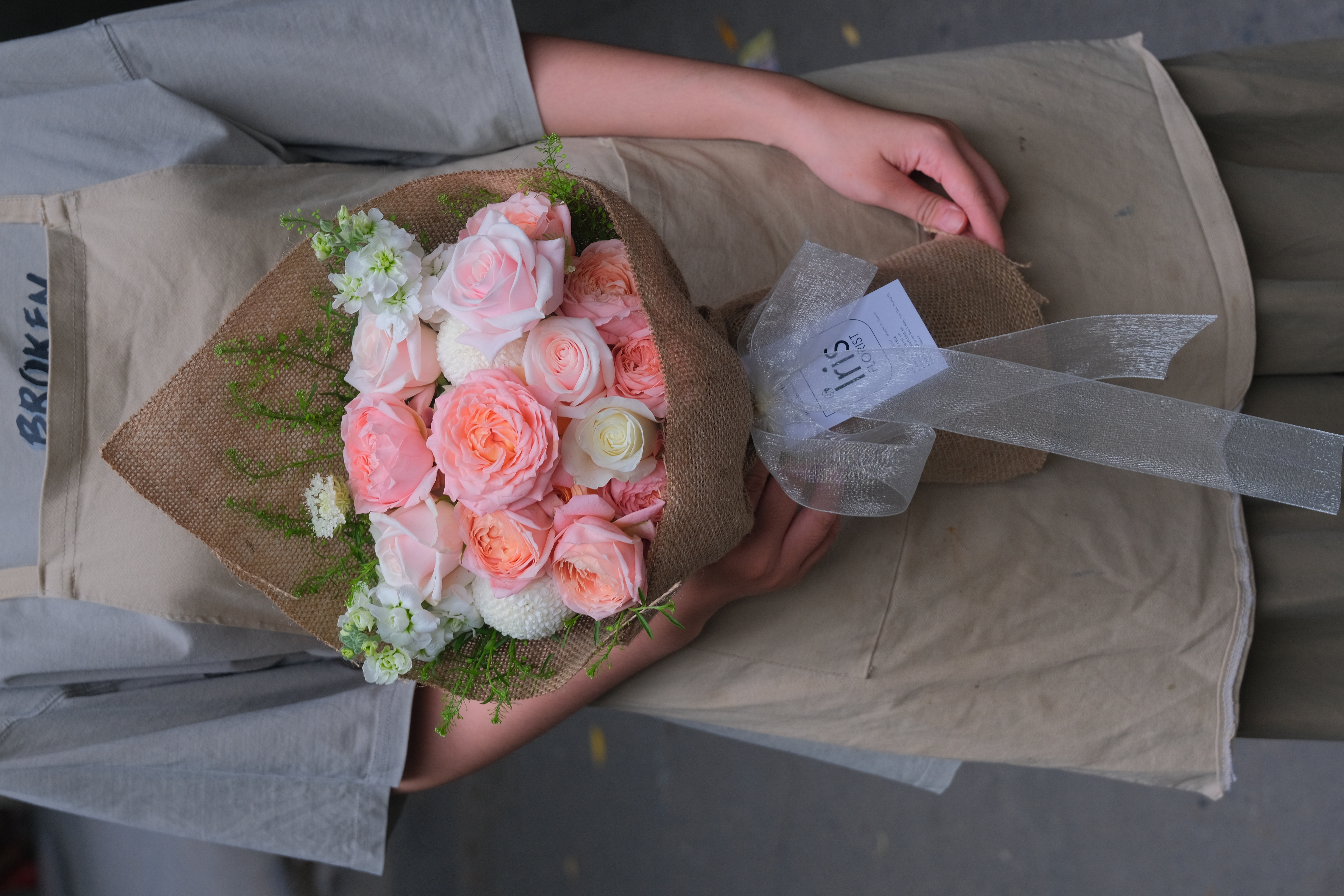 Bó hoa vải bố - Tone Cam hồng - Size S_thumbnail_3