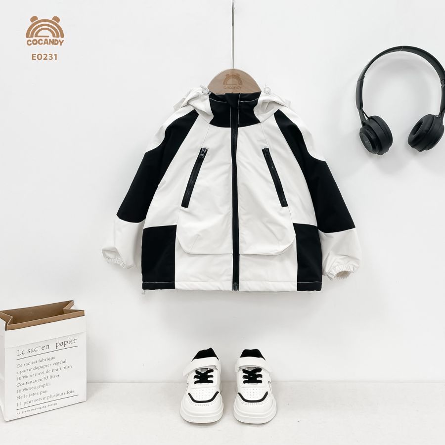 Áo khoác ĐEN BE lót lông bo tay nẹp khóa chéo_thumbnail_1