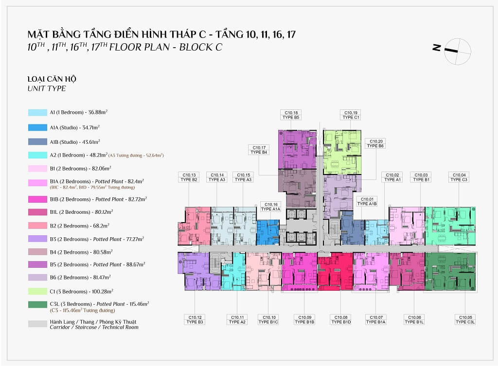 Elysian Thủ Đức mặt bằng tầng 10,11,16,17