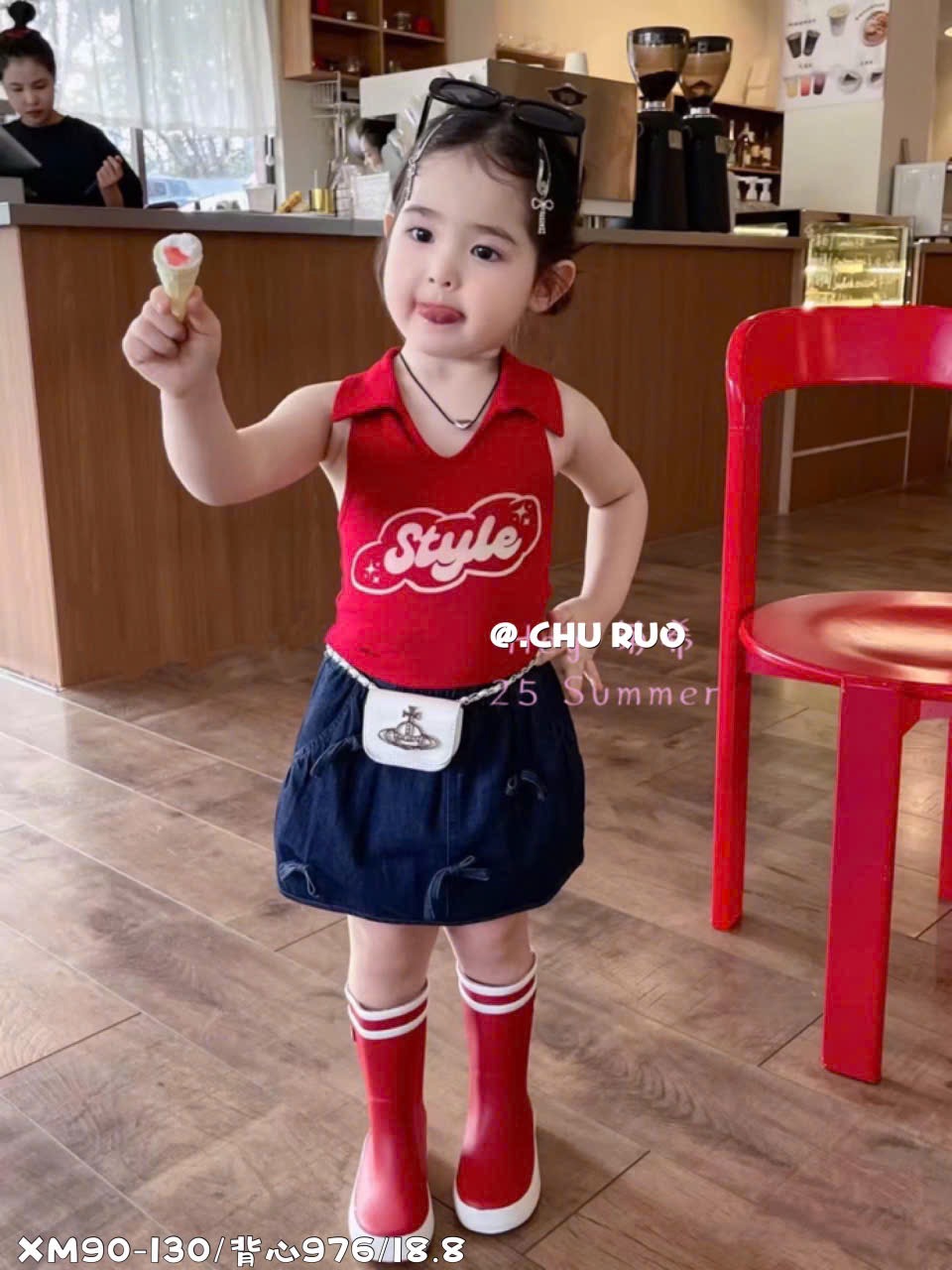 (CV10) Chân váy bò mềm dáng A có đính nơ_thumbnail_0