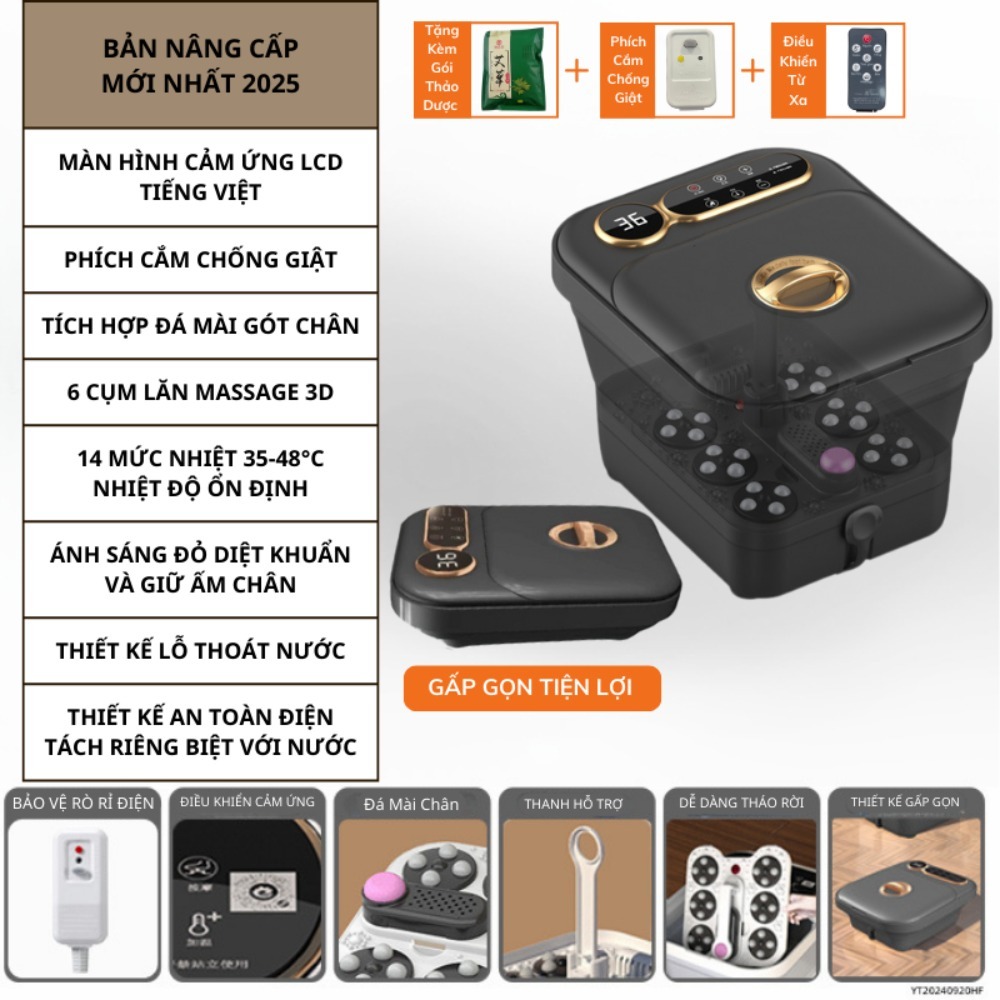 Bồn Ngâm Chân Massage Delax Thư Giãn, Bấm Huyệt, Ngâm Chân Thảo Dược, Thải Độc Tăng Cường Sức Khỏe_thumbnail_3