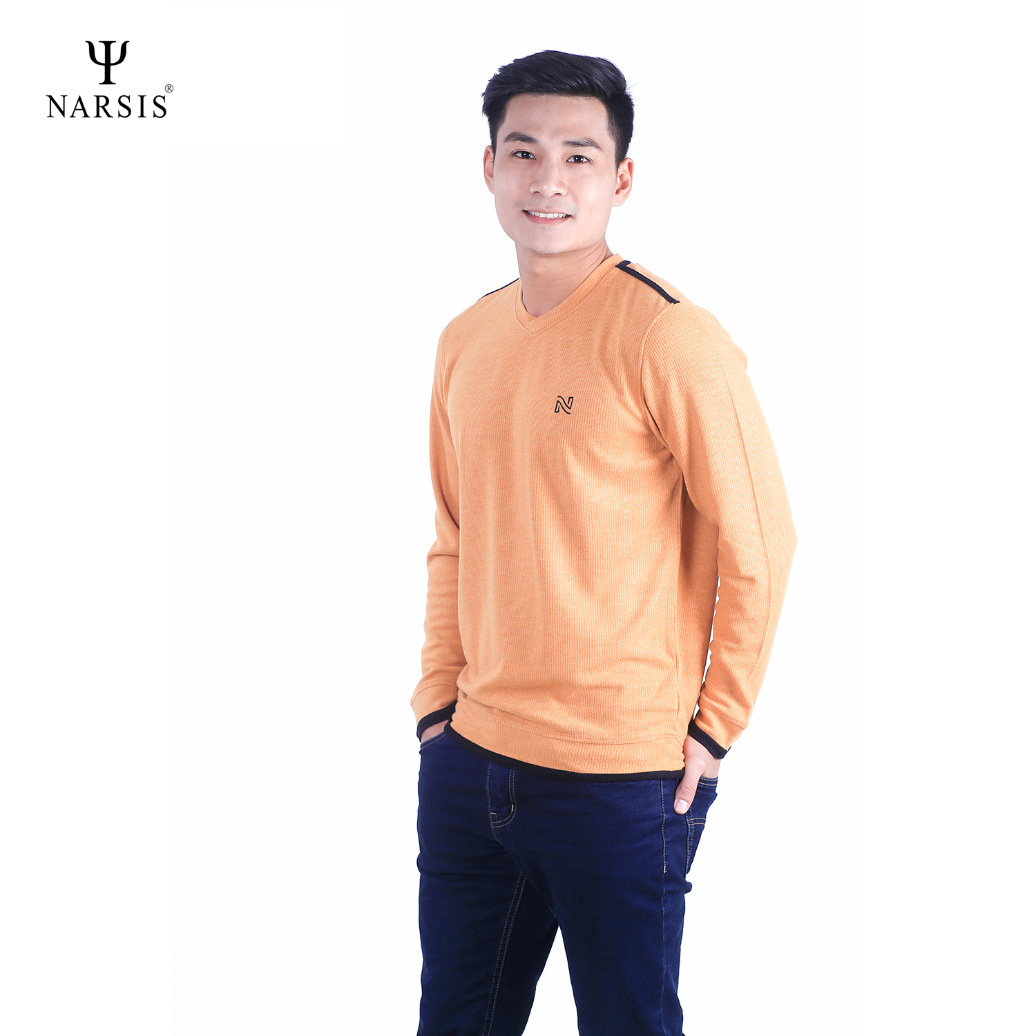 ÁO NAM THU ĐÔNG D7083 NARSIS VẢI LEN COTTON ẤM ÁP, THOÁNG MÁT, GIỮ ẤM TỐT, MỀM MẠI_thumbnail_0