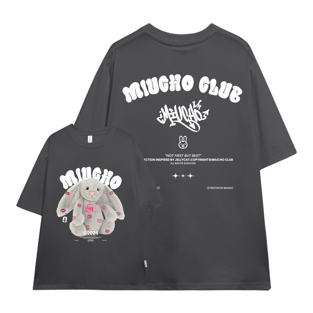 Áo thun thỏ Bunny form rộng local brand ATD1255 Miucho tay ngắn cổ tròn in mix_thumbnail_11