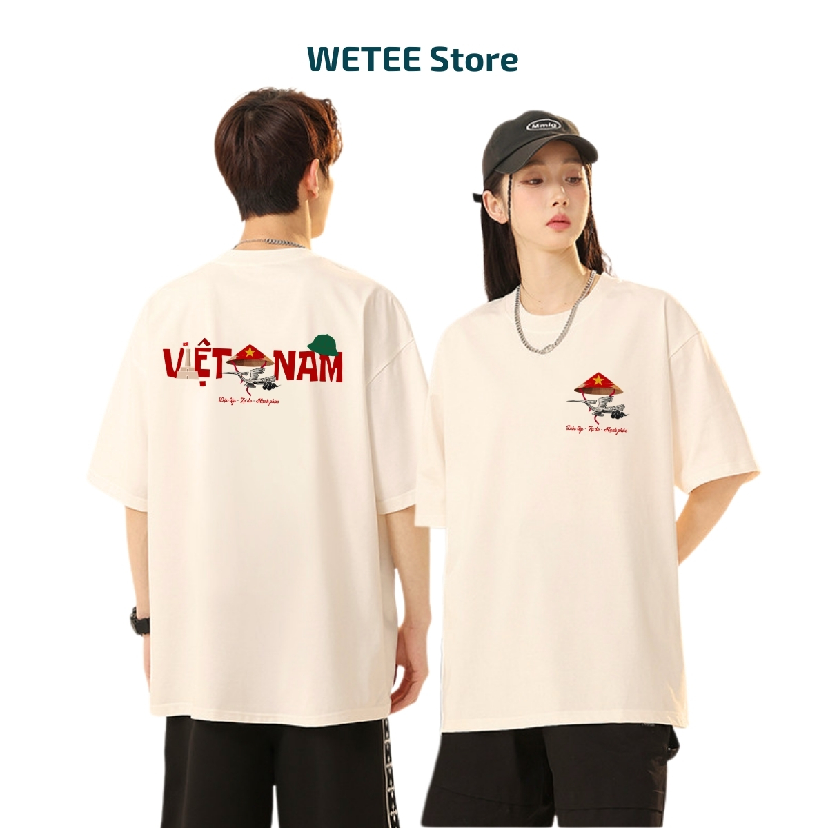 Áo thun Việt Nam nón lá độc lập tự do hạnh phúc form oversize nam nữ - Local brand We Tee T042