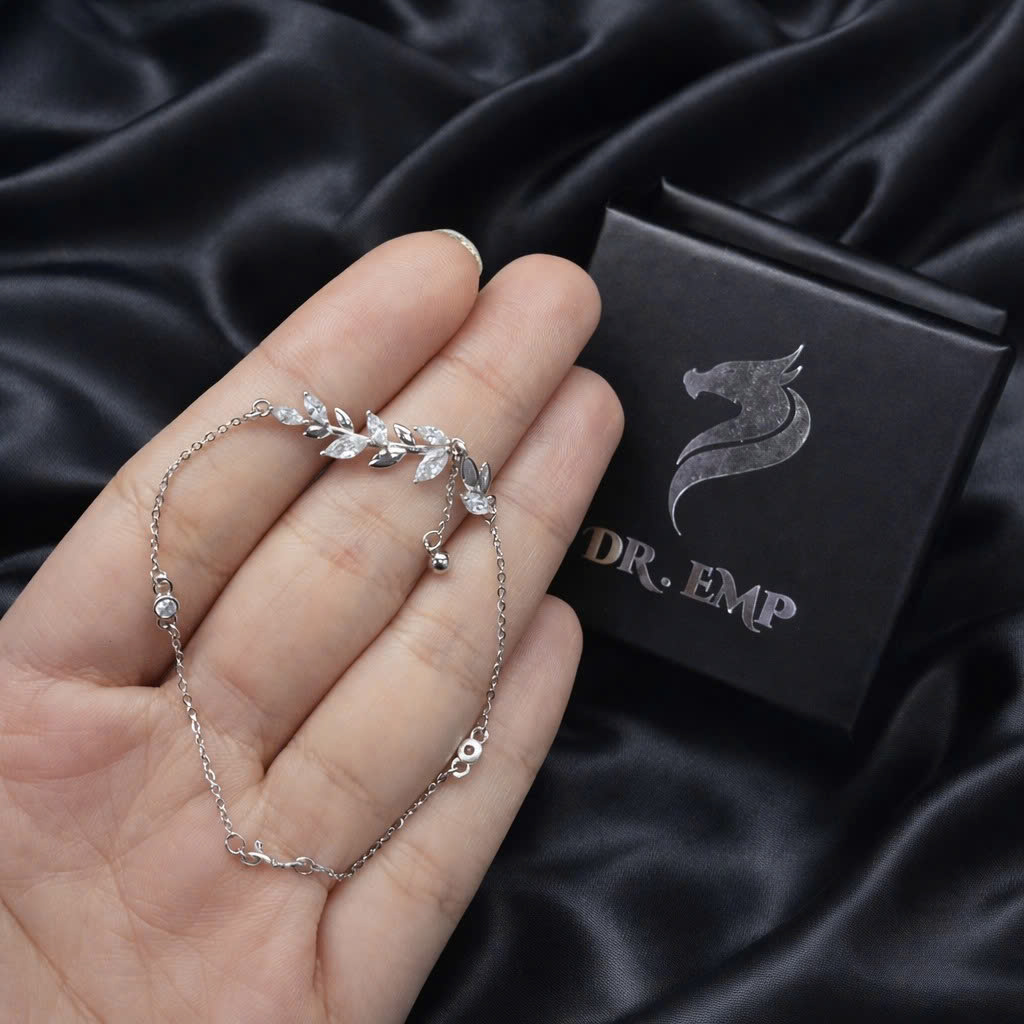 vòng tay bạc xi bạch kim charm hoa lá thiên nhiên_thumbnail_2