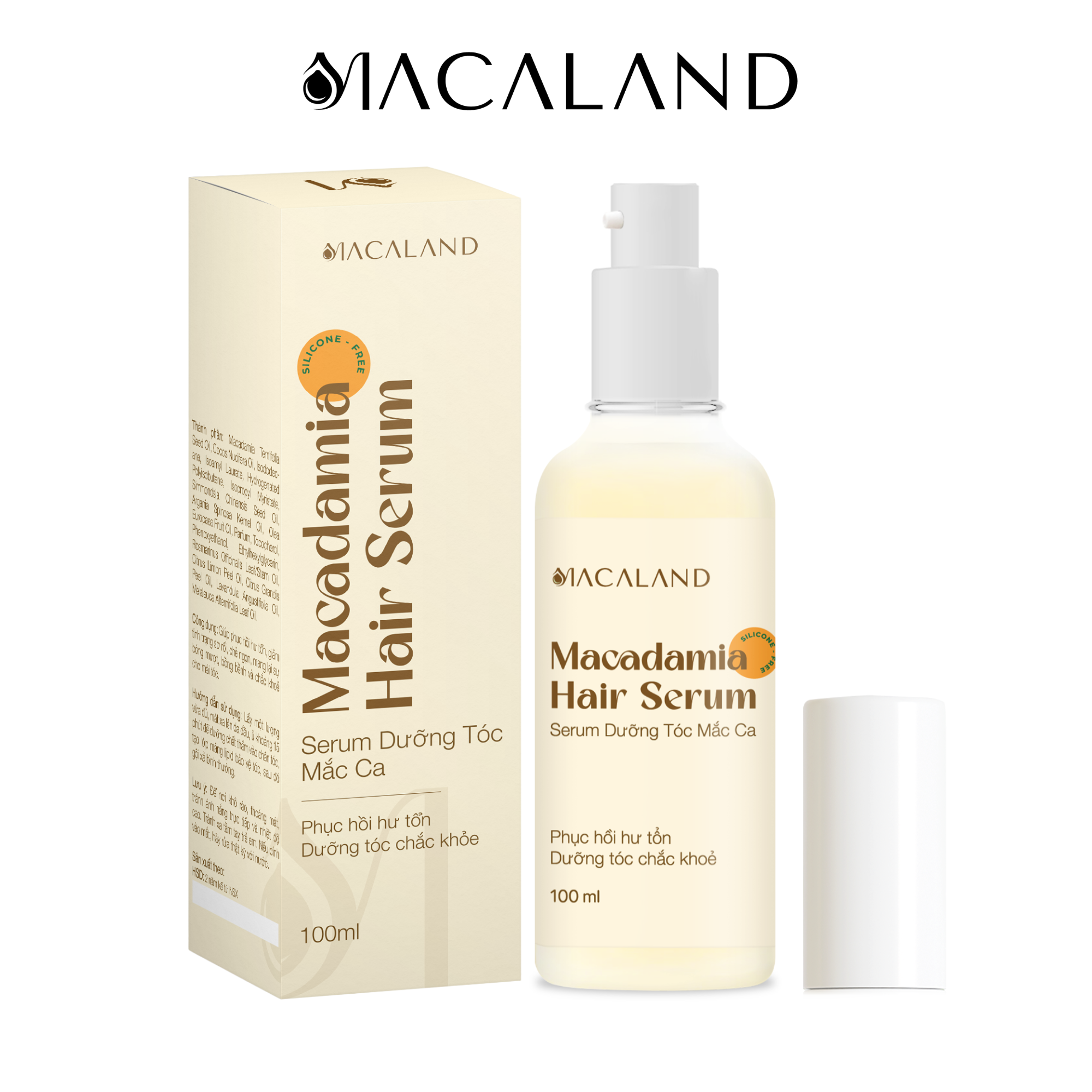 Serum dưỡng tóc tinh dầu Mắc Ca Macaland 100ml không chứa Silicone phục hồi hư tổn, giảm chẻ ngọn, bóng mượt tự nhiên_thumbnail_0