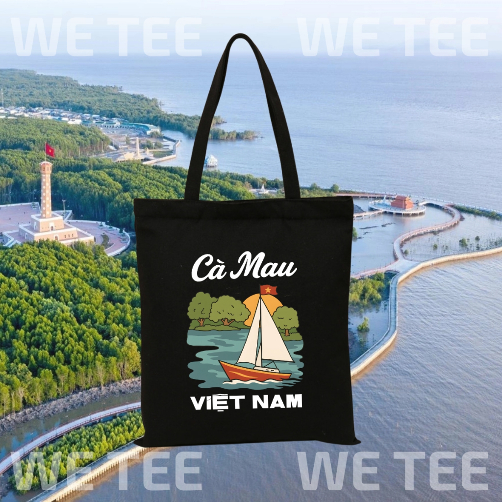 Túi tote vải canvas du lịch Việt Nam có khóa kéo và ngăn phụ, màu đen - We Tee TOTE17_thumbnail_10