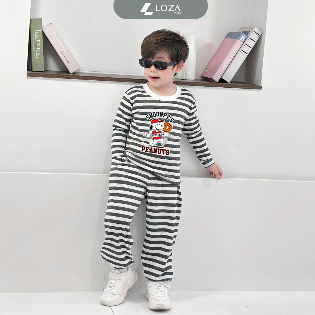 Bộ Thu - Đông kẻ bé trai in hình Snoopy Peanuts - Loza Kids TK551_thumbnail_5