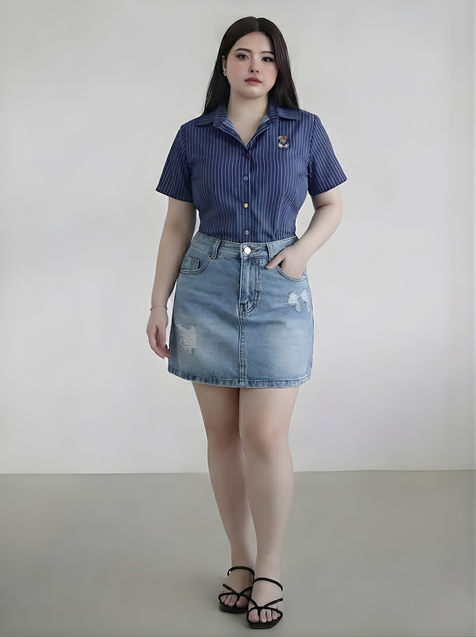 BIGSIZE- Quần váy jean thêu cún T- QVJ2108