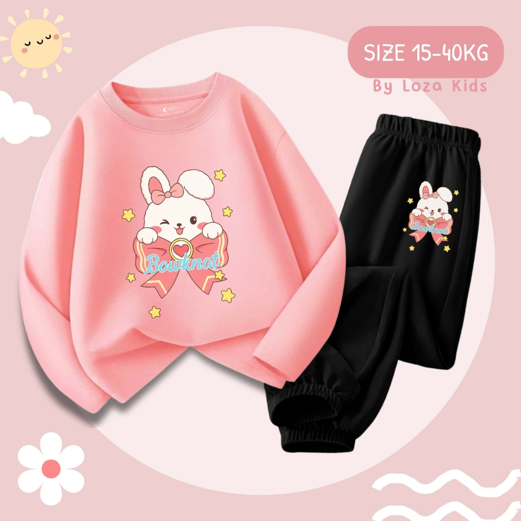 Bộ Thu - Đông bé gái Thỏ nơ - Loza Kids BW436