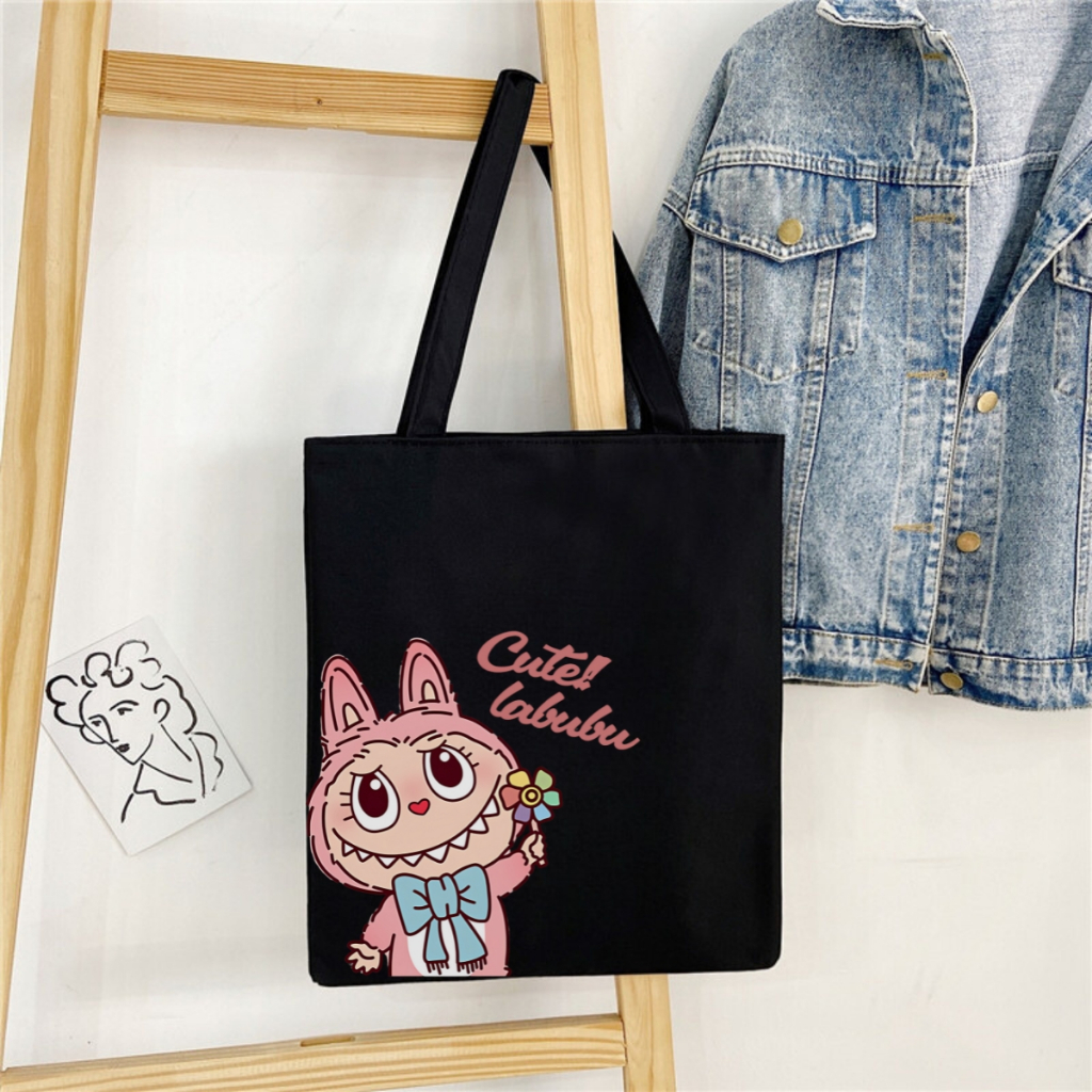 Túi tote in hình LABUBU - Túi vải canvas kích thước 33x37cm đựng vừa A4 và laptop - TOTE06_thumbnail_1