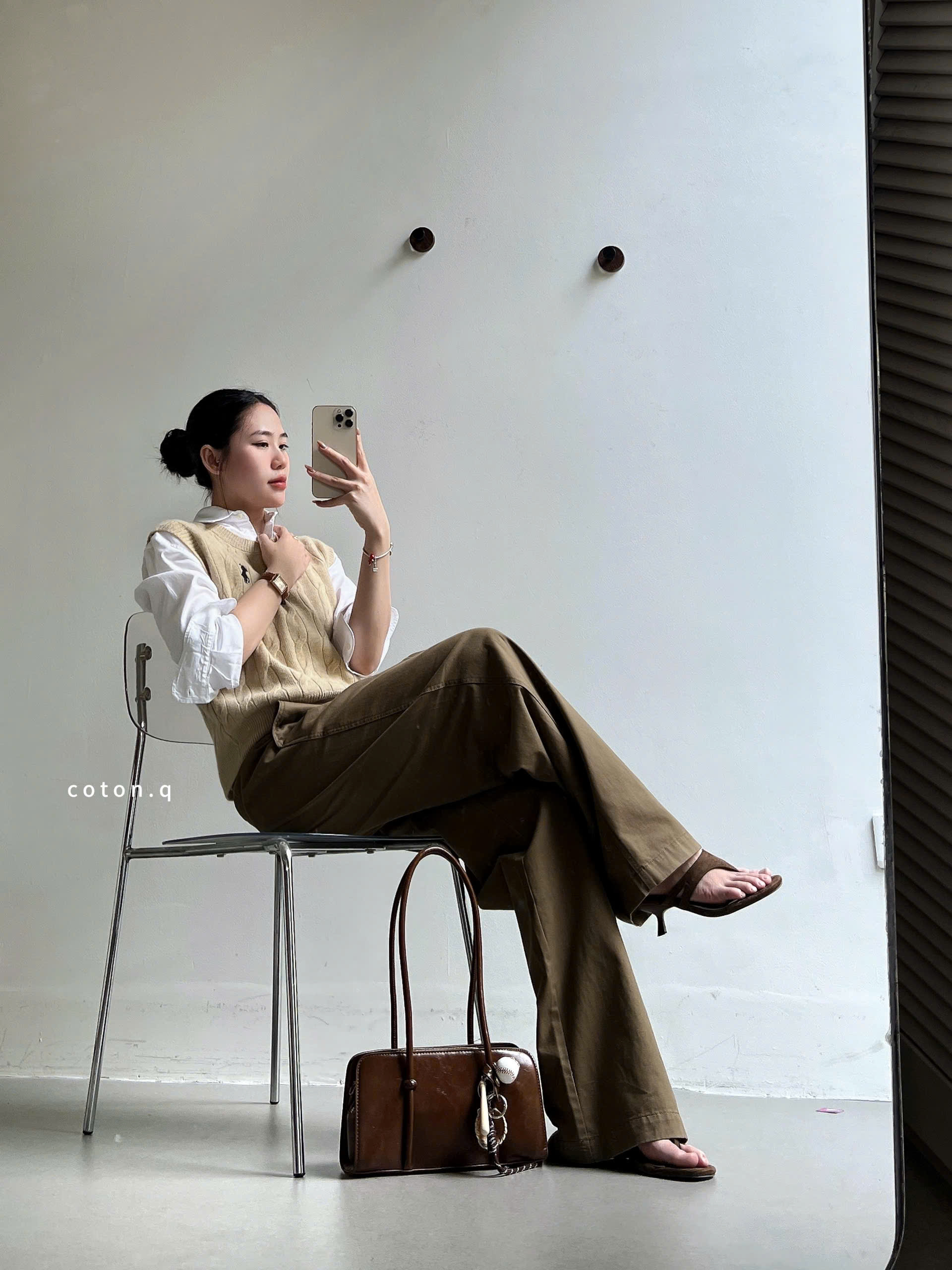 Quần dài nữ Coton Q suông nâu_thumbnail_14