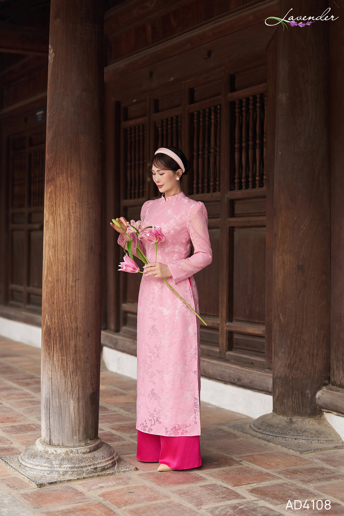 Áo dài phối họa tiết hoa AD4108_thumbnail_4