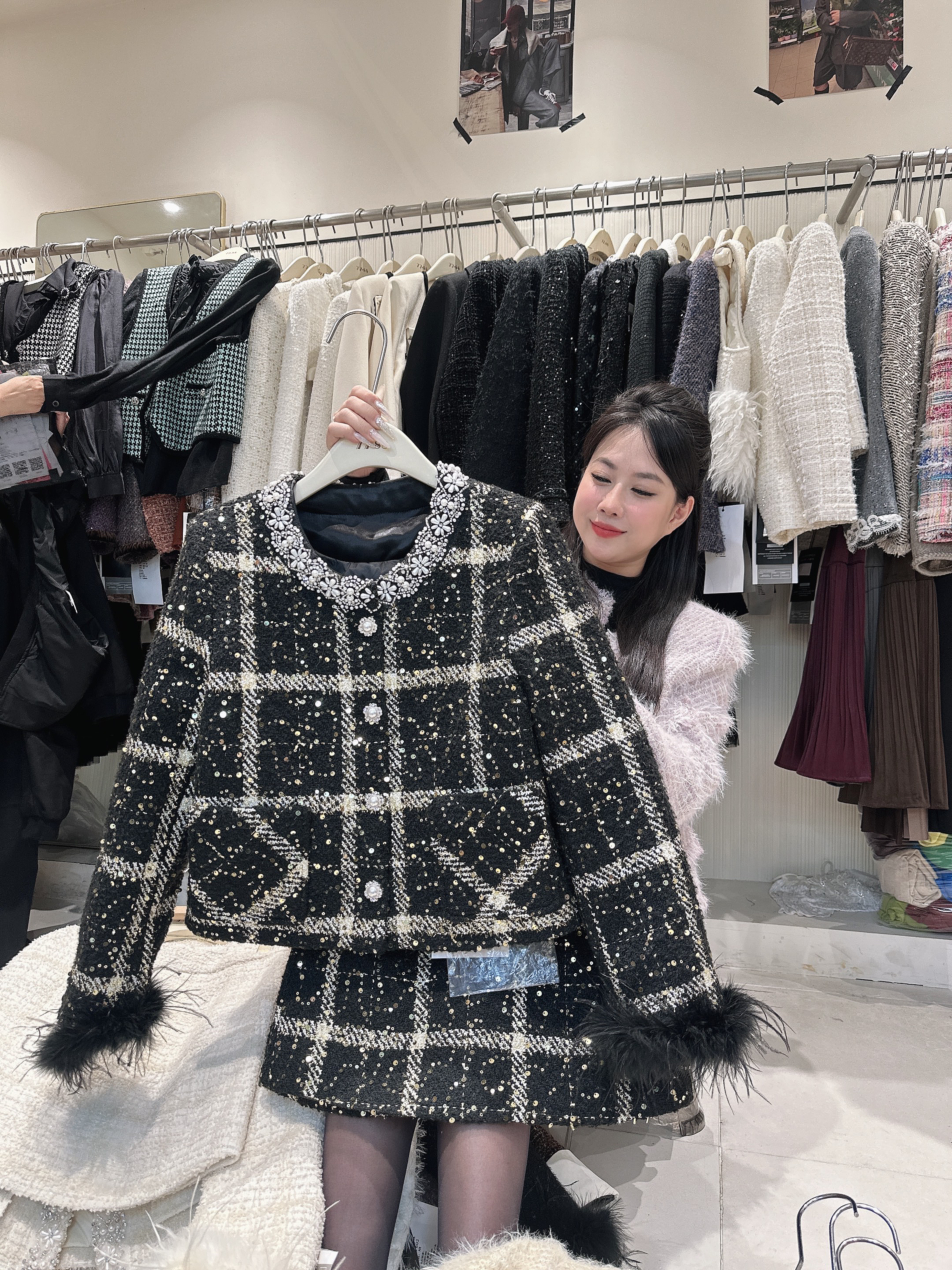 Set dạ kim tuyến cổ ngọc - V14