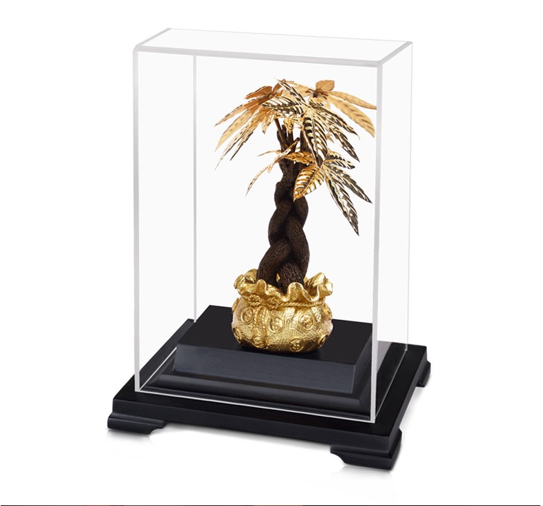 Cây kim ngân chậu vàng mạ vàng 24k ( KT 17X14X22cm ) DxRxC_thumbnail_1